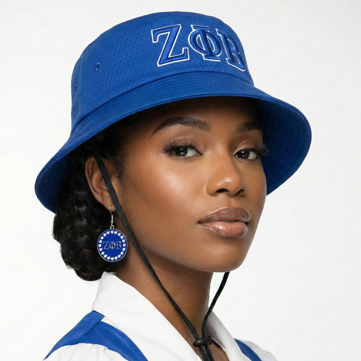 ZPB Sorority Blue Mesh Embroidered Bucket Hat
