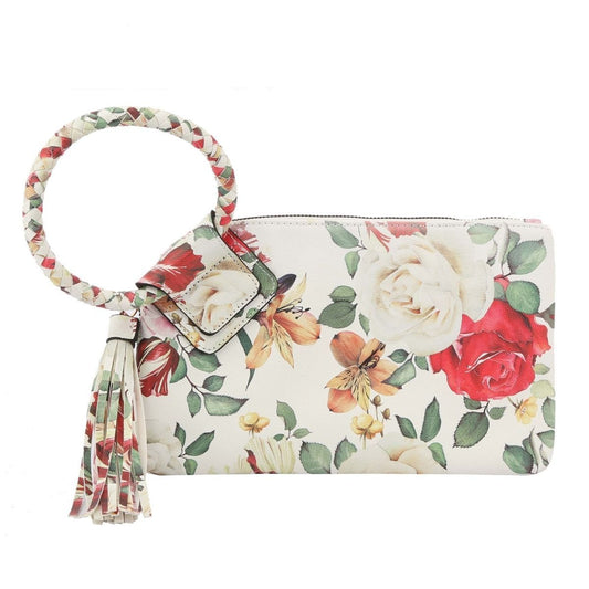 White Blue Floral Bangle Clutch