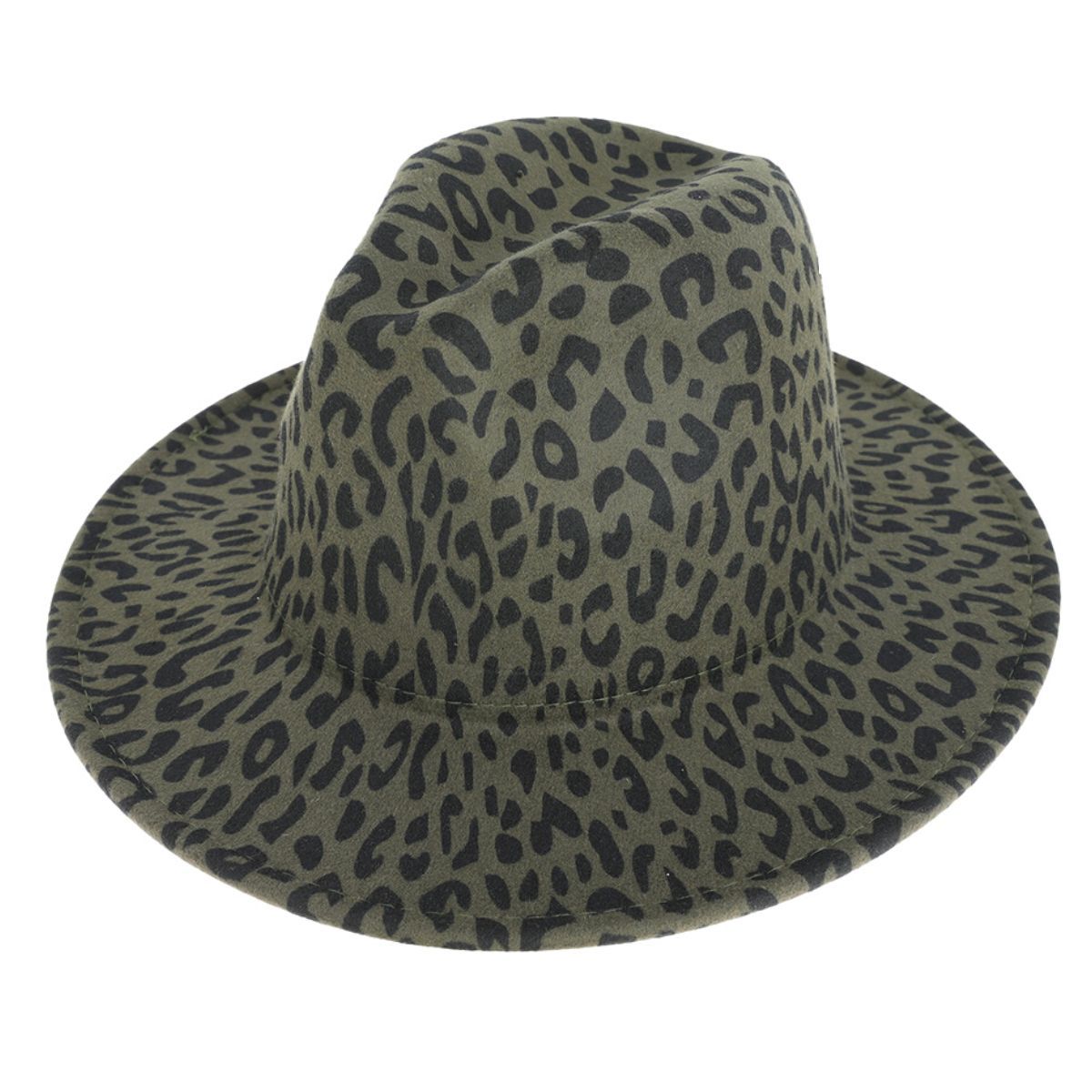 Green Leopard Print Fedora