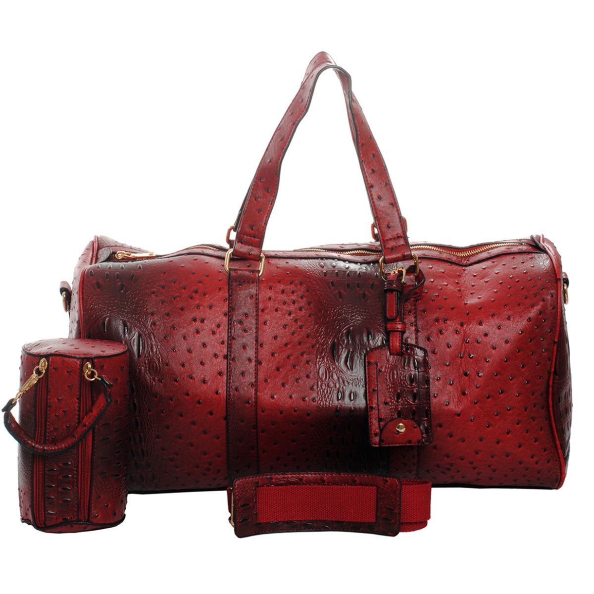 Red Ostrich Weekender Duffel Bag