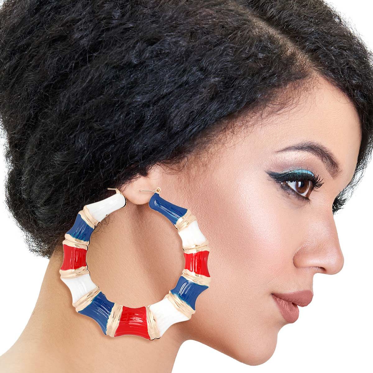 Red White Blue Color Bamboo Hoops