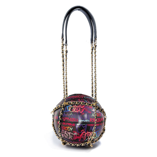 Purple and Black Graffiti Basketball Bag | | 8.5 Inches