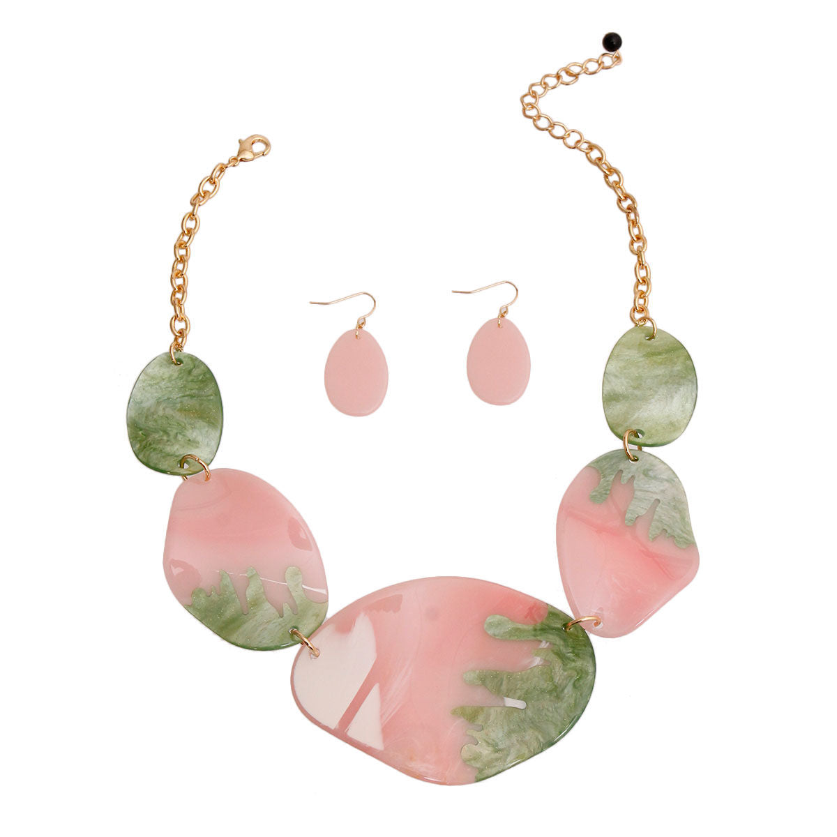 Light Pink Green Dipped Necklace