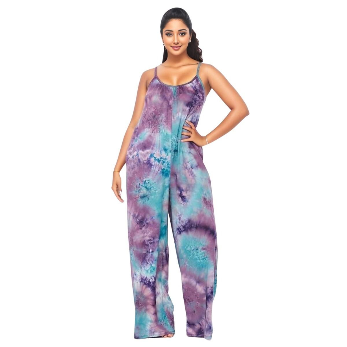 5XL Purple Tie Dye Jumpsuit