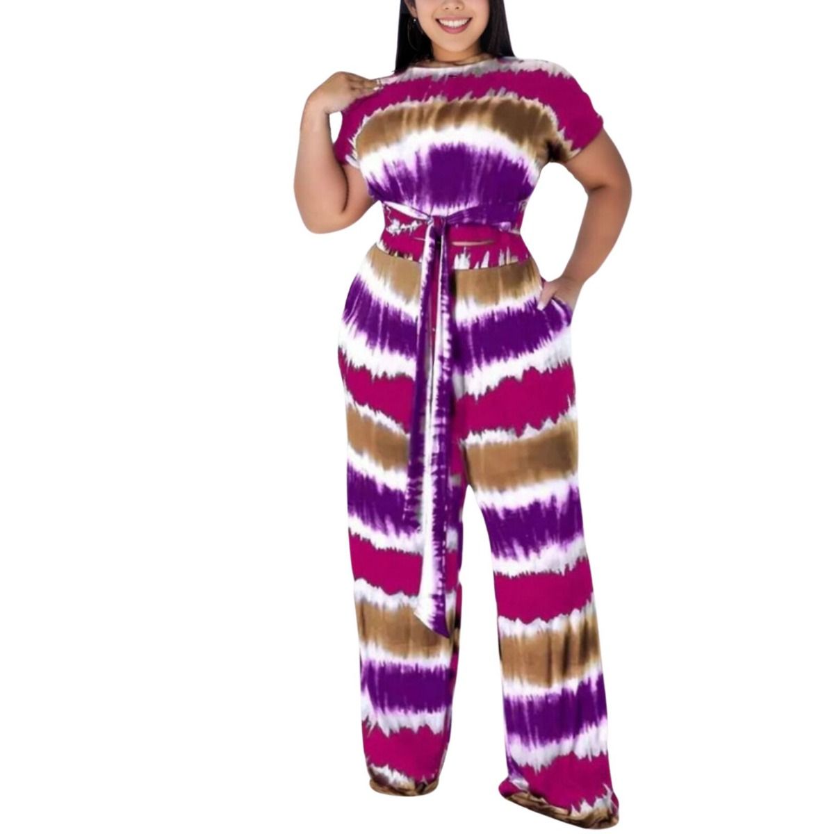 2XL Purple Tie Dye Outfit Set