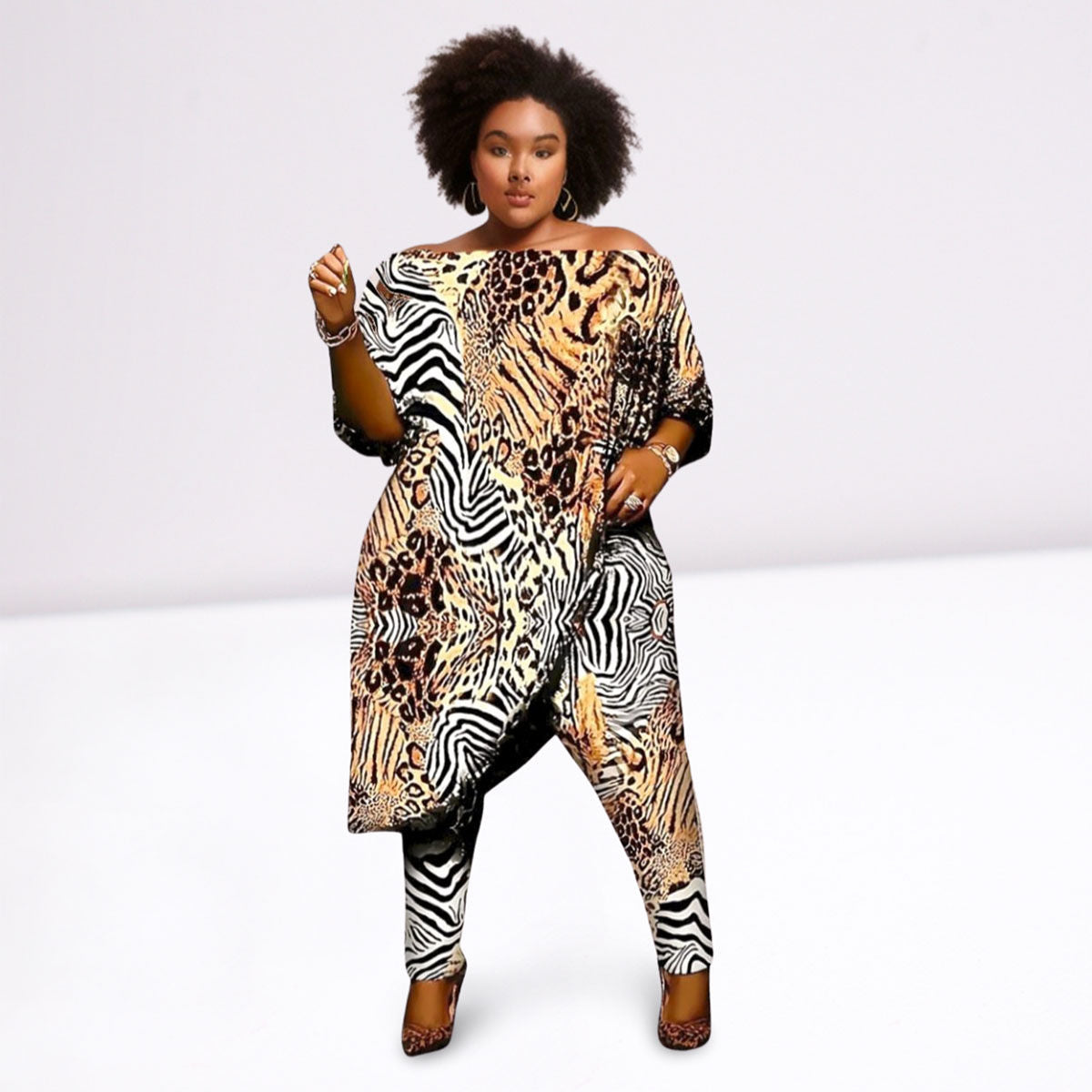 3XL Animal Print Tunic Set