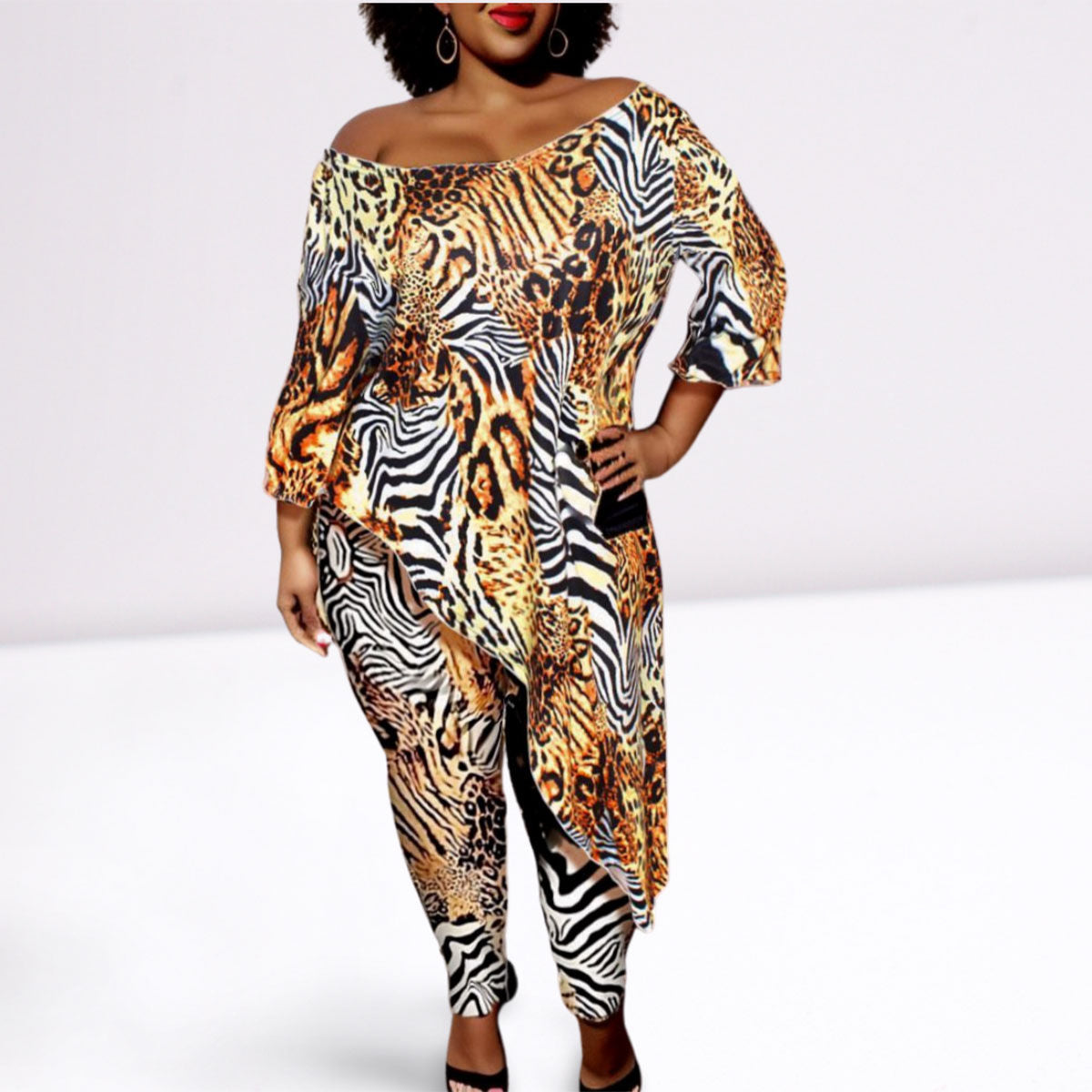 3XL Animal Print Tunic Set