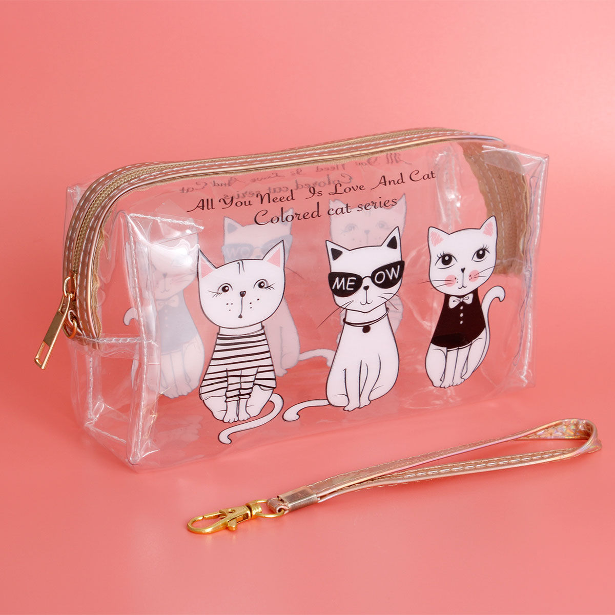 Clear Cat Beauty Pouch