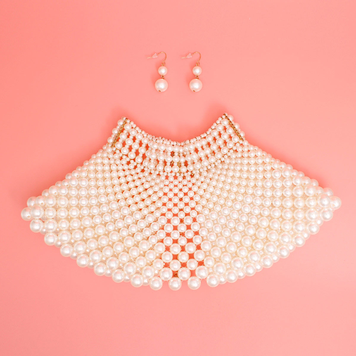 Necklace Cream Pearl Bib Choker for Women