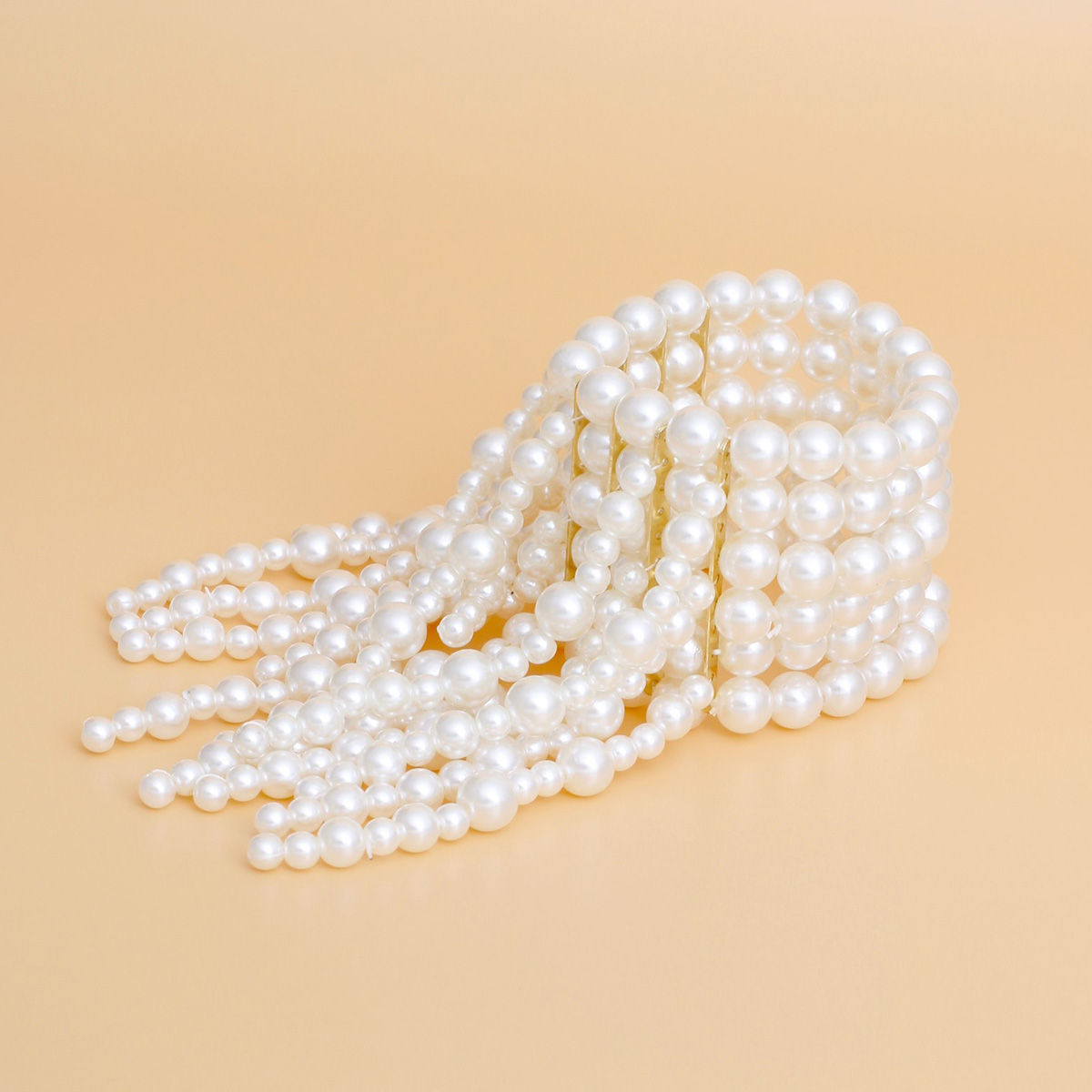 Bracelet Cream Pearl Fringe Stretchy for Women