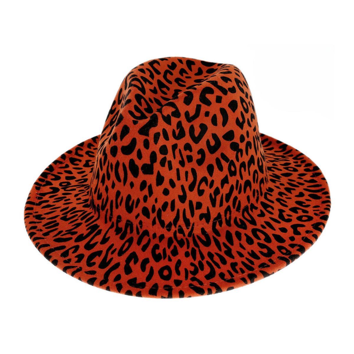 Rust Orange Leopard Fedora