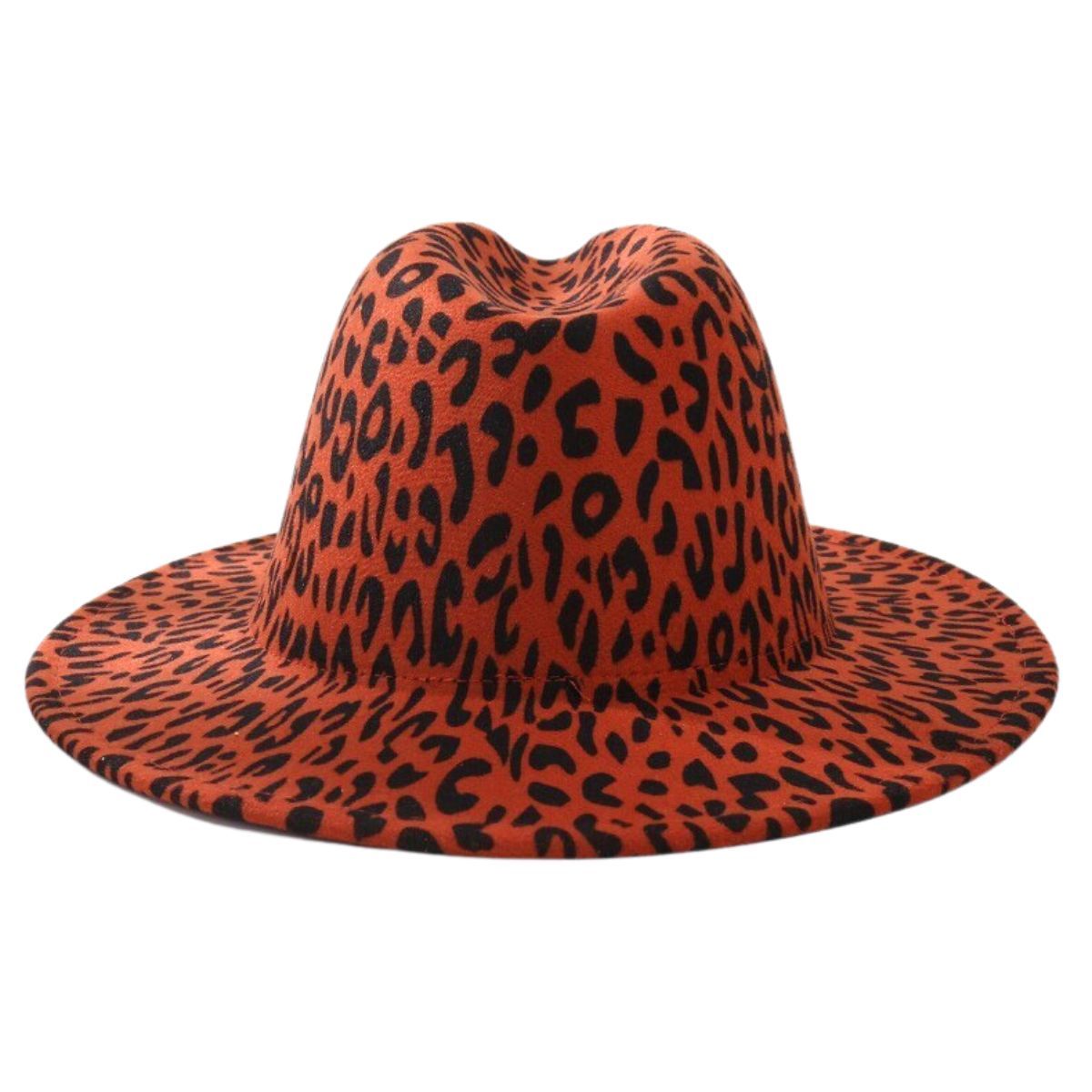 Rust Orange Leopard Fedora