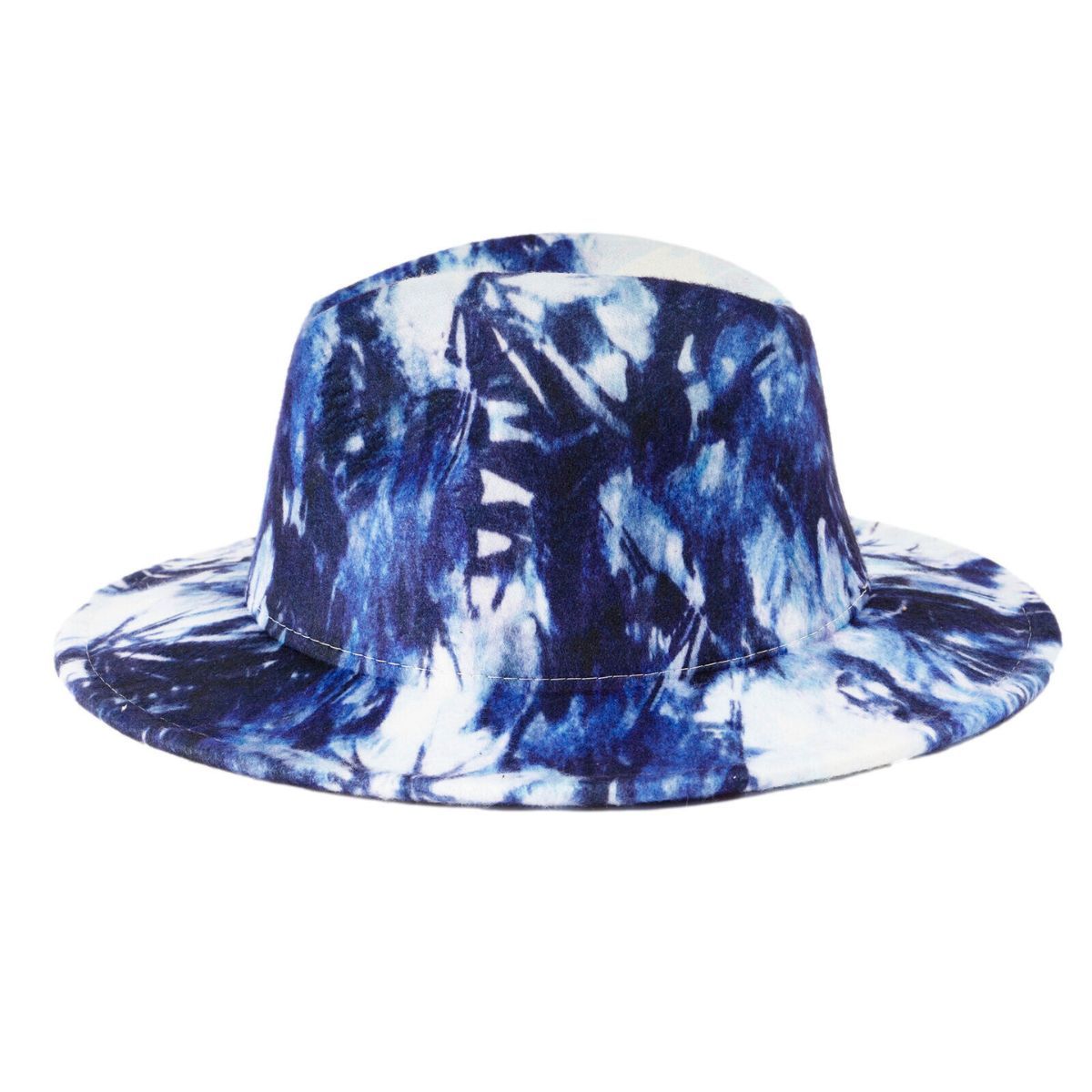 Blue White Tie Dye Fedora