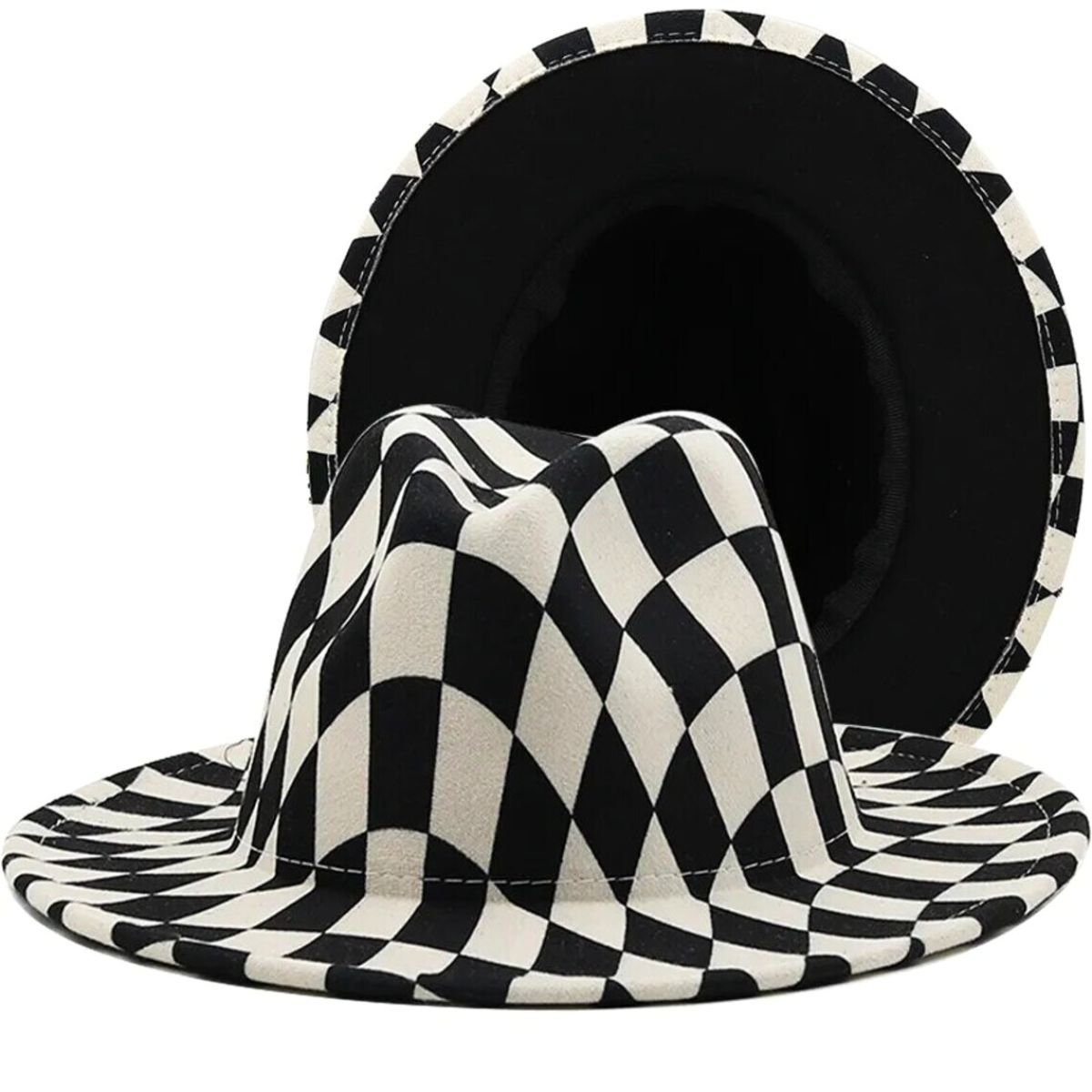 Black White Checkerboard Fedora