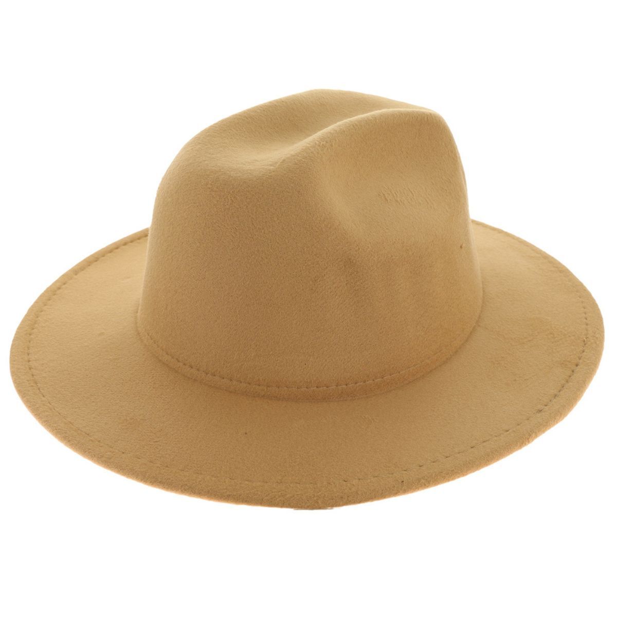 Beige Solid Color Fedora