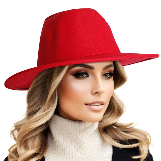 Red Solid Color Fedora