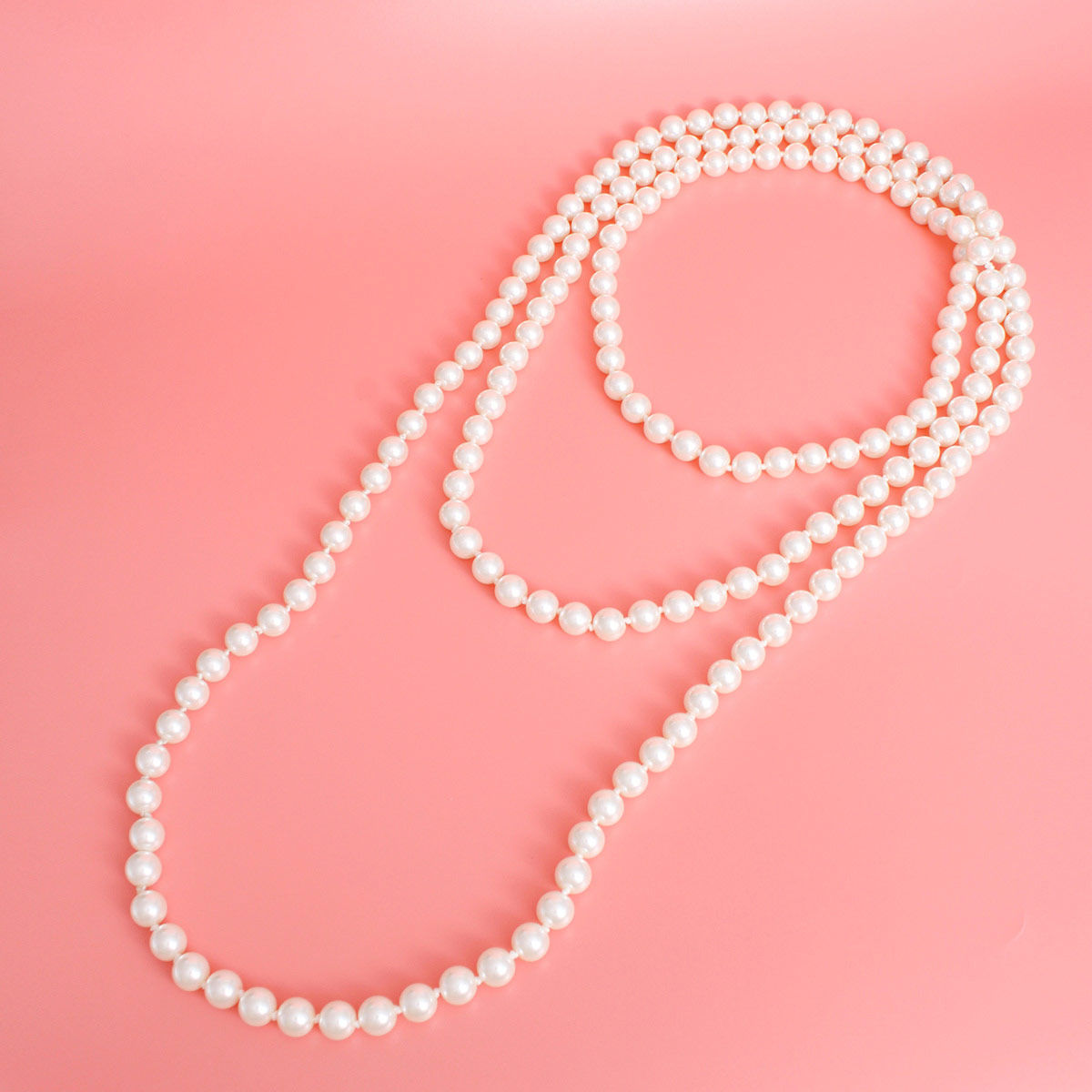 Necklace Cream Glass Endless Pearls for Women