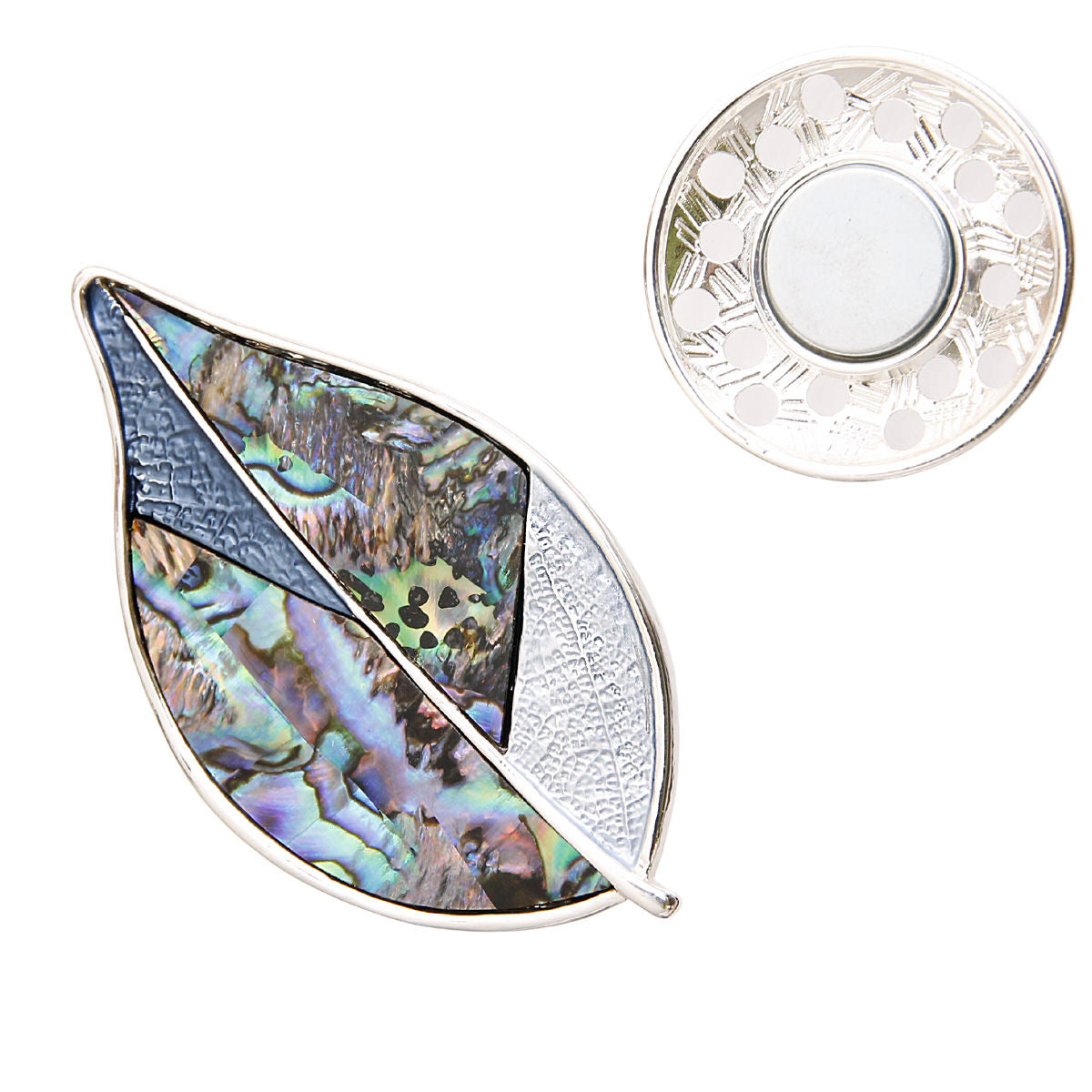 Silver Leaf Magnetic Brooch