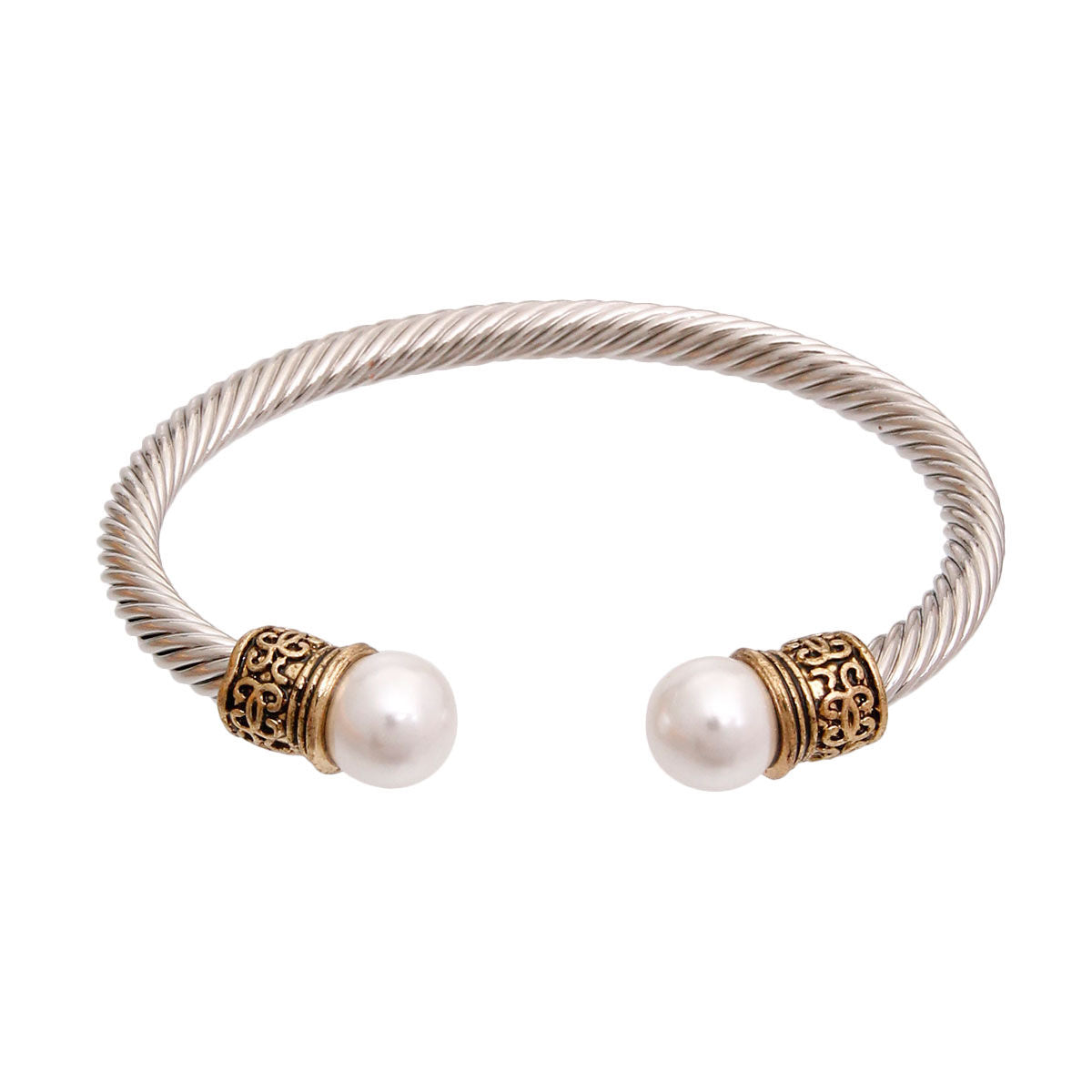 Classic Cable: Trendy White Bangle