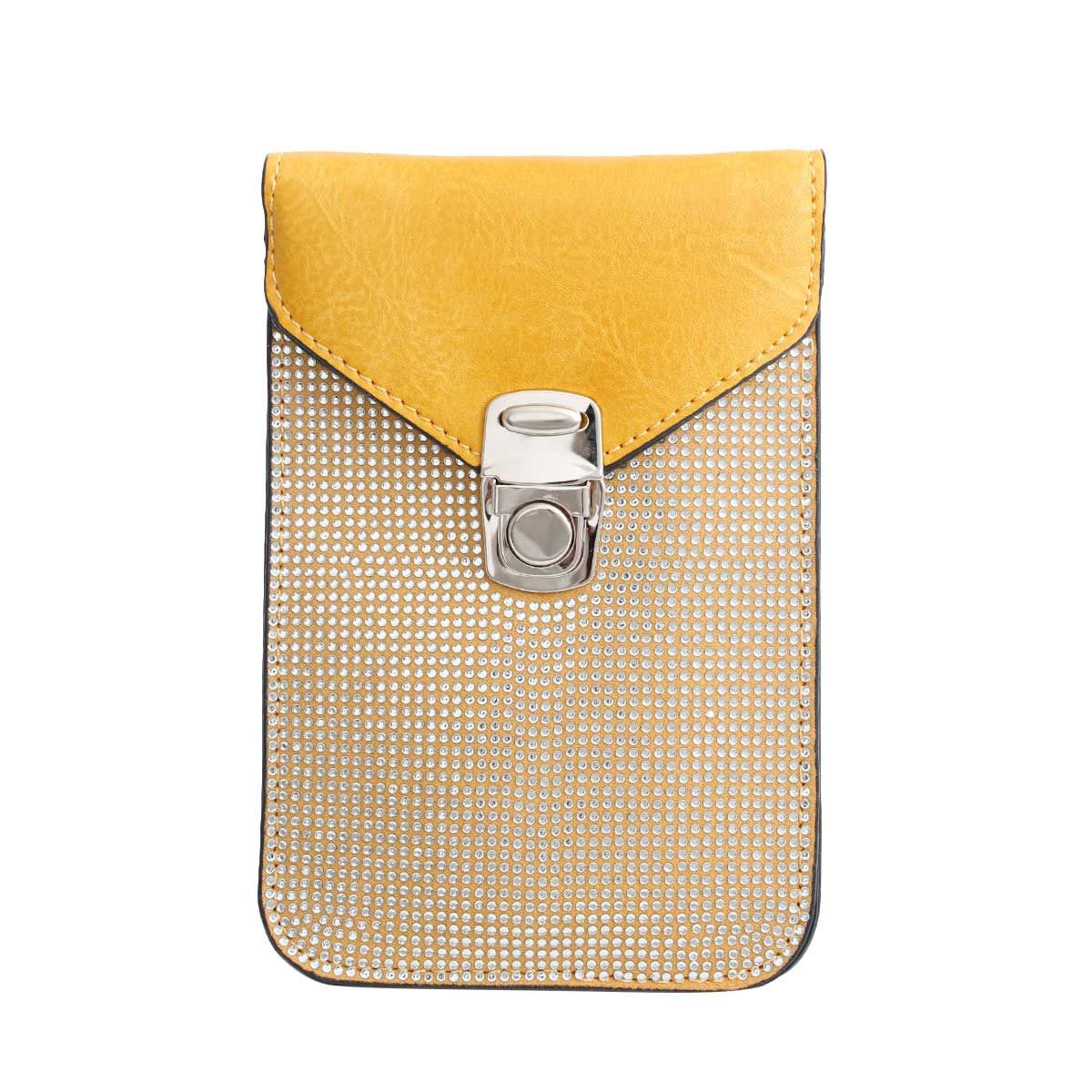 Yellow Rhinestone Cellphone Wallet