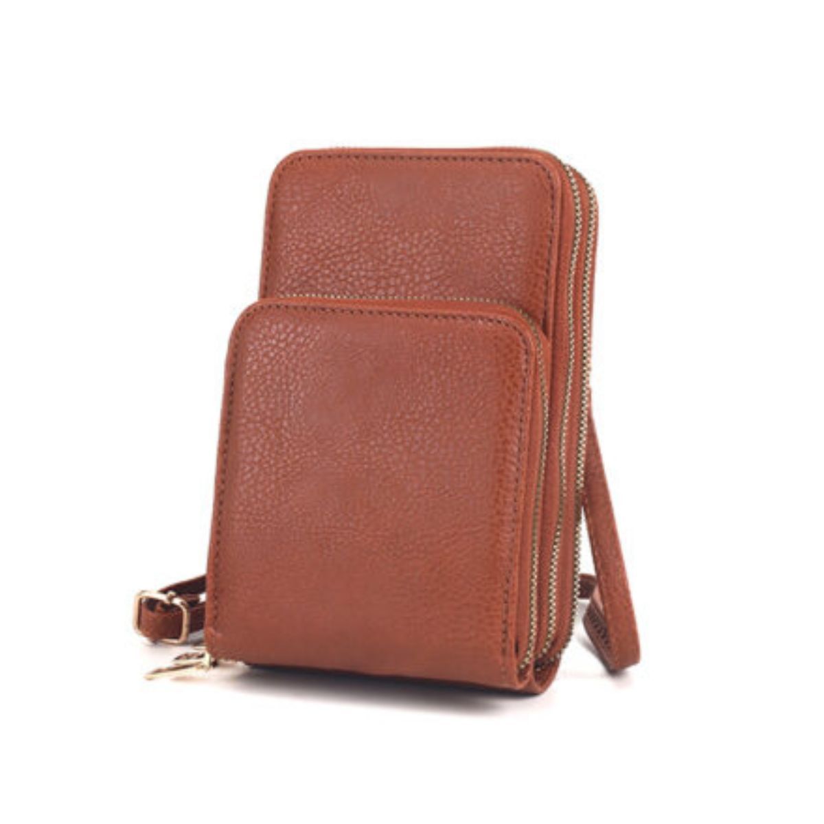 Camel Triple Pocket Crossbody