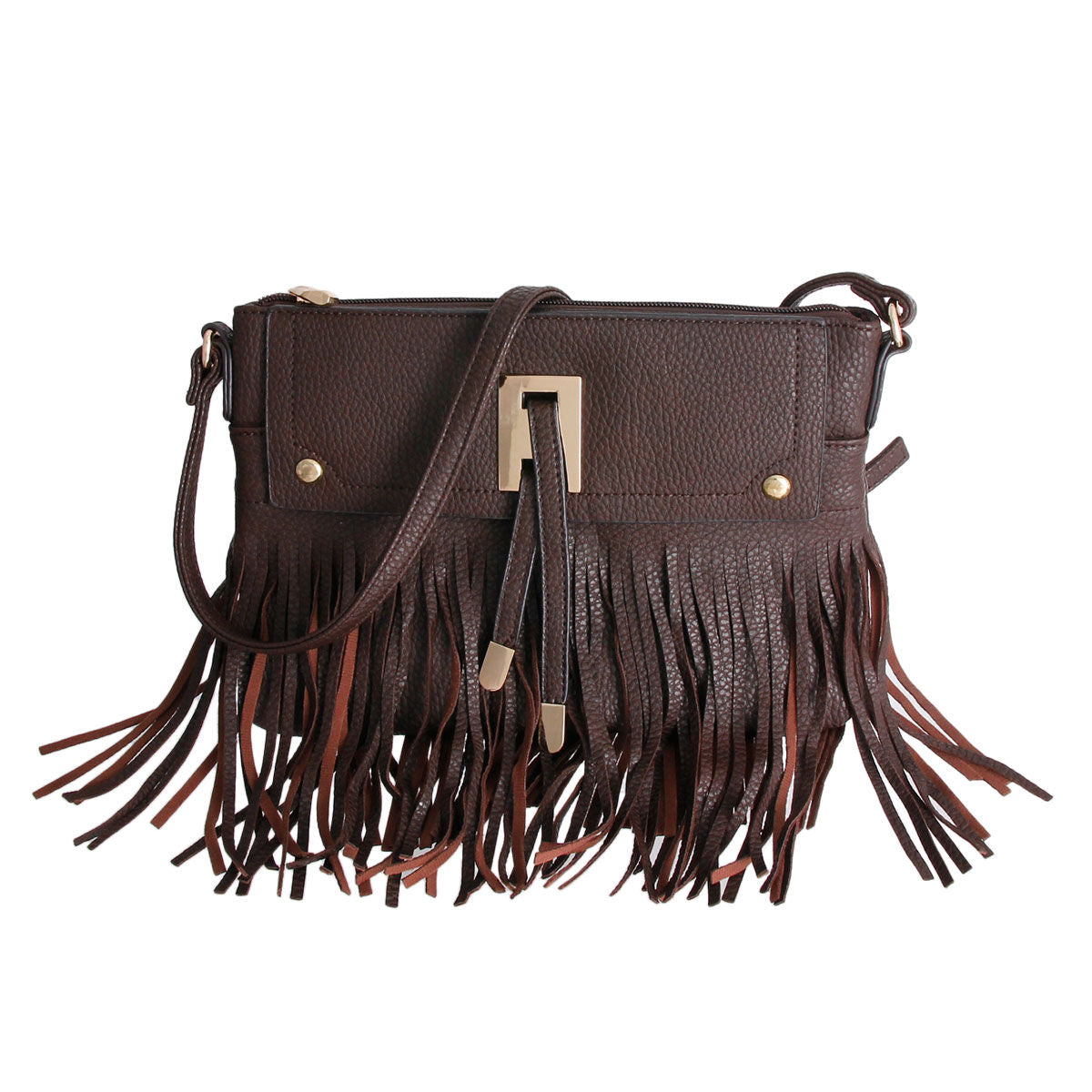 Soft Brown Fringe Crossbody Bag