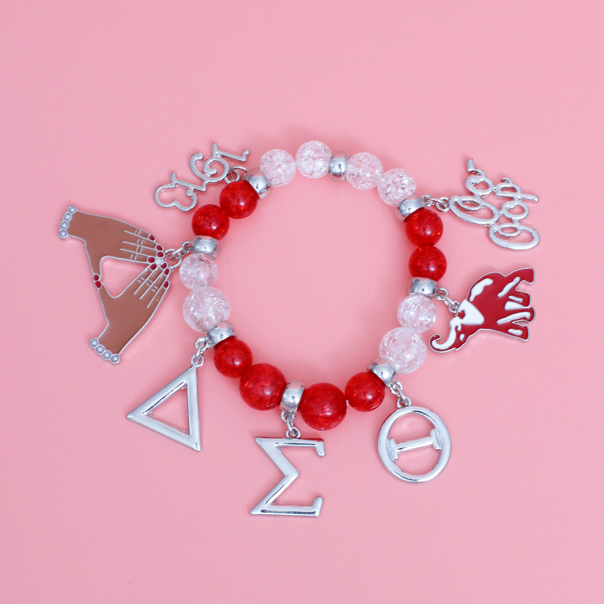 Bracelet Red Bead Delta Charm Bracelet for Women