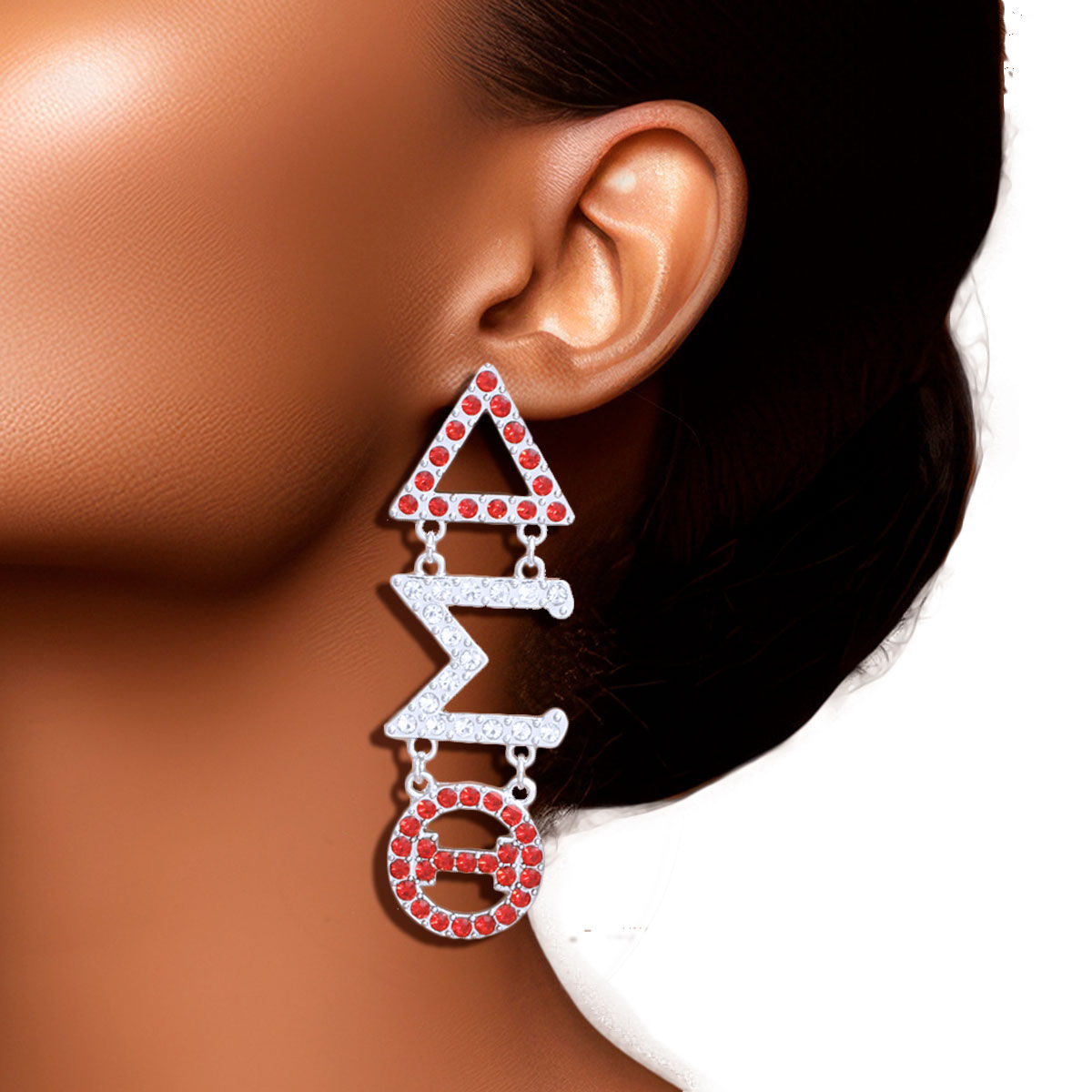 Dangle Red Delta Rhinestone Earrings for Women