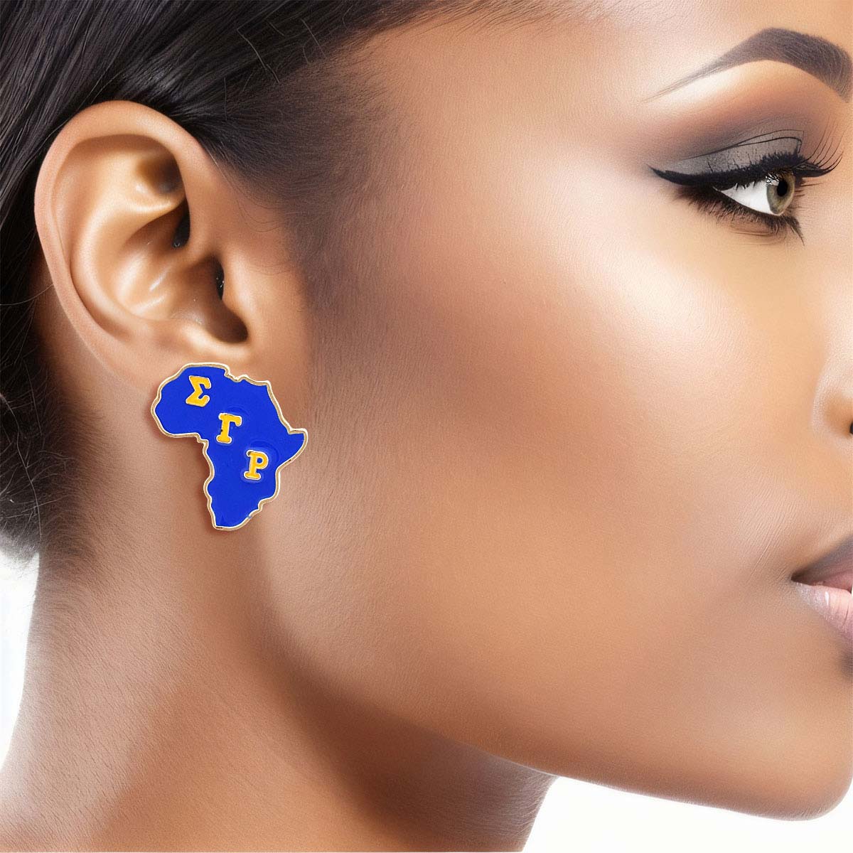 Gold Blue Africa Studs