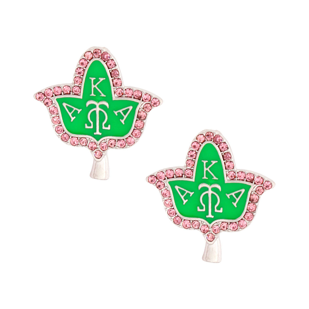 Pink Green Ivy Leaf Studs