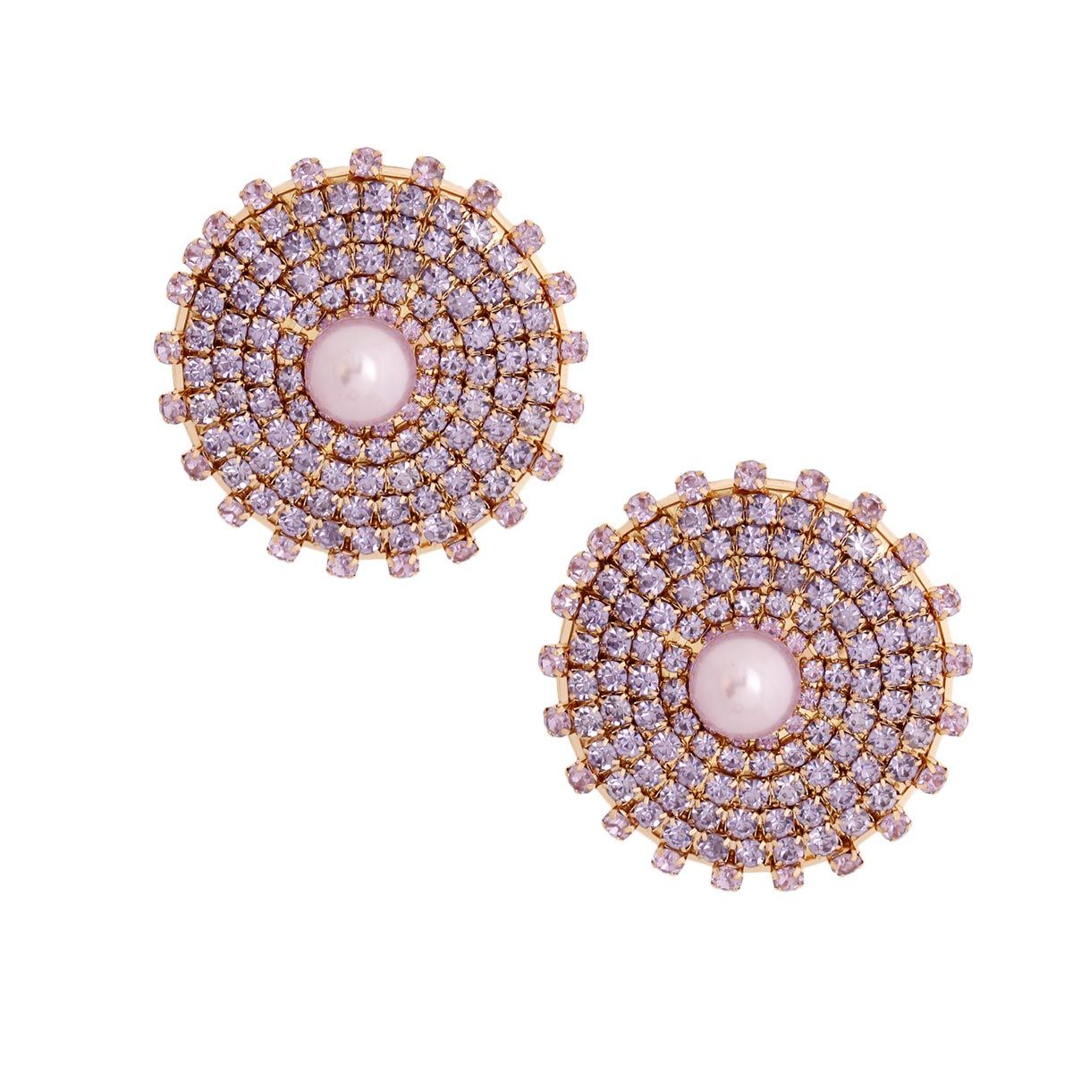 Purple Stone Pearl Studs