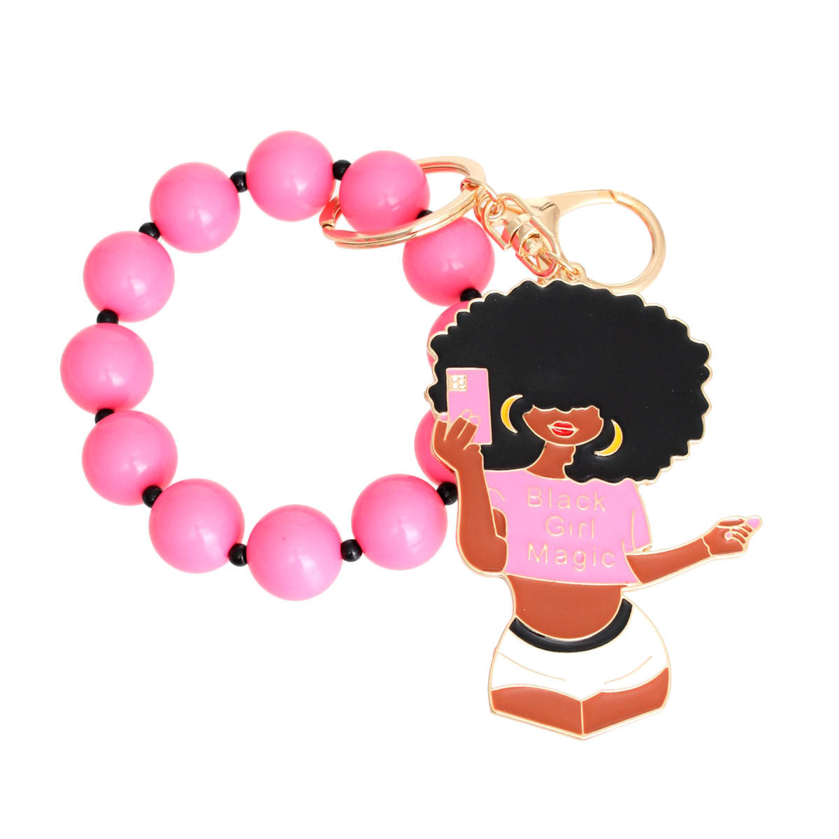 Pink Black Girl Magic Keychain