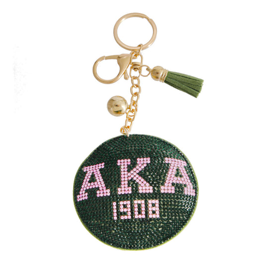 Pink Green Padded Sorority Keychain