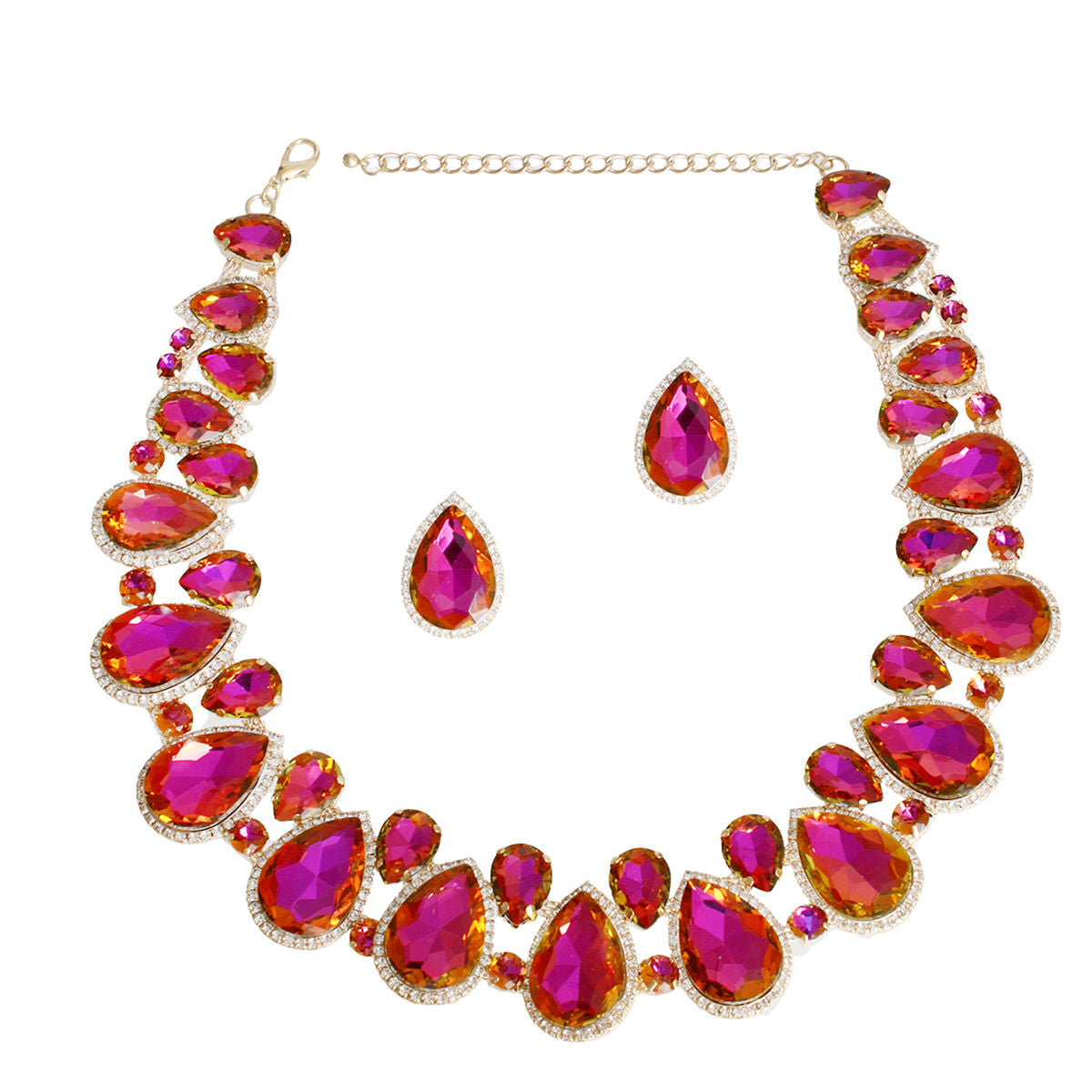 Purple Teardrop Crystal Collar Set