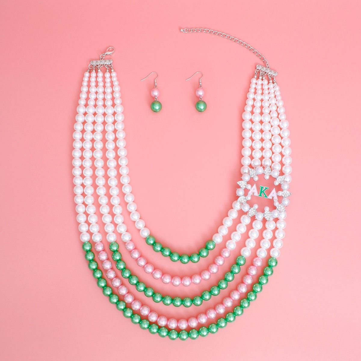 Necklace Mix Pink Green Pearl AKA Set for Women