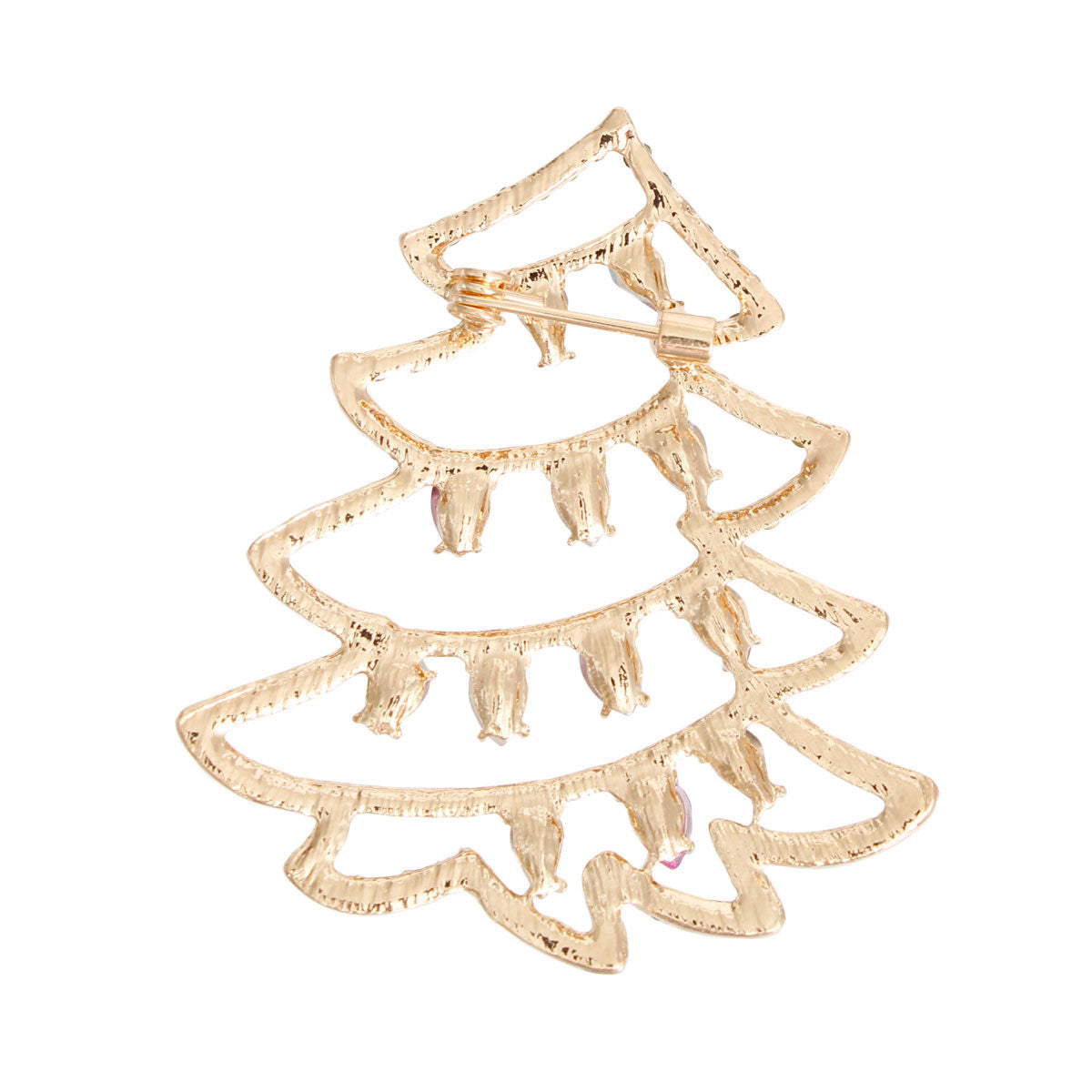 Brooch Gold Xmas Tree Bling Pin for Women