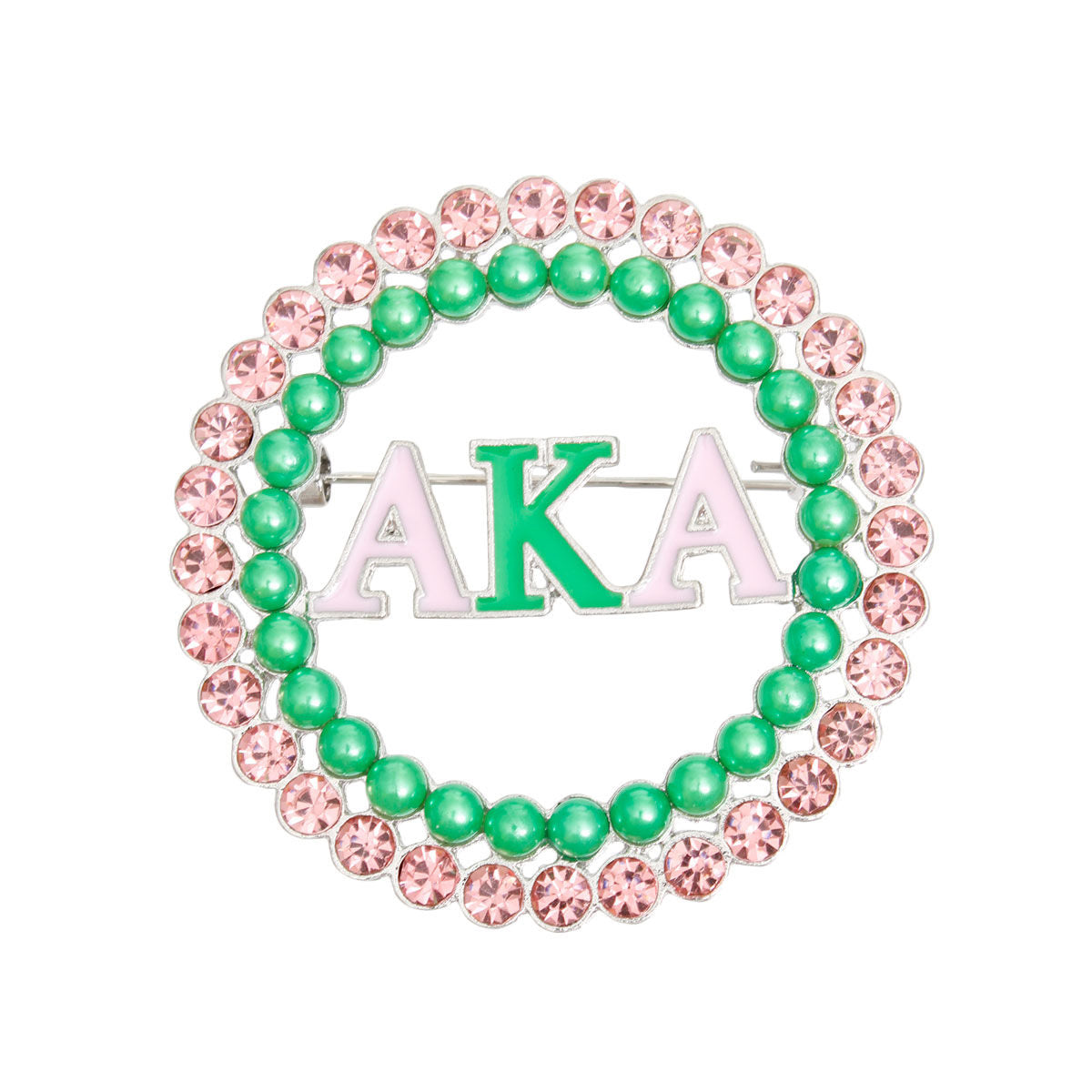 Brooch Pink Green AKA Round Pin for Women