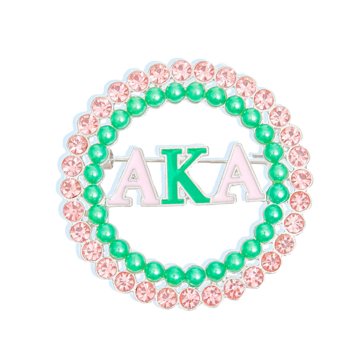 Brooch Pink Green AKA Round Pin for Women