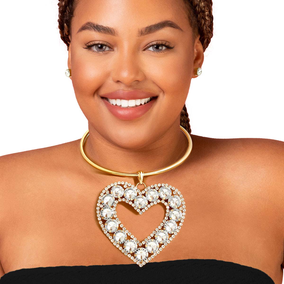 Rigid Gold Halo Heart Necklace