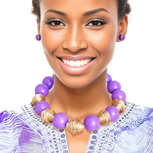 Heavy Purple Tribal Bead Set