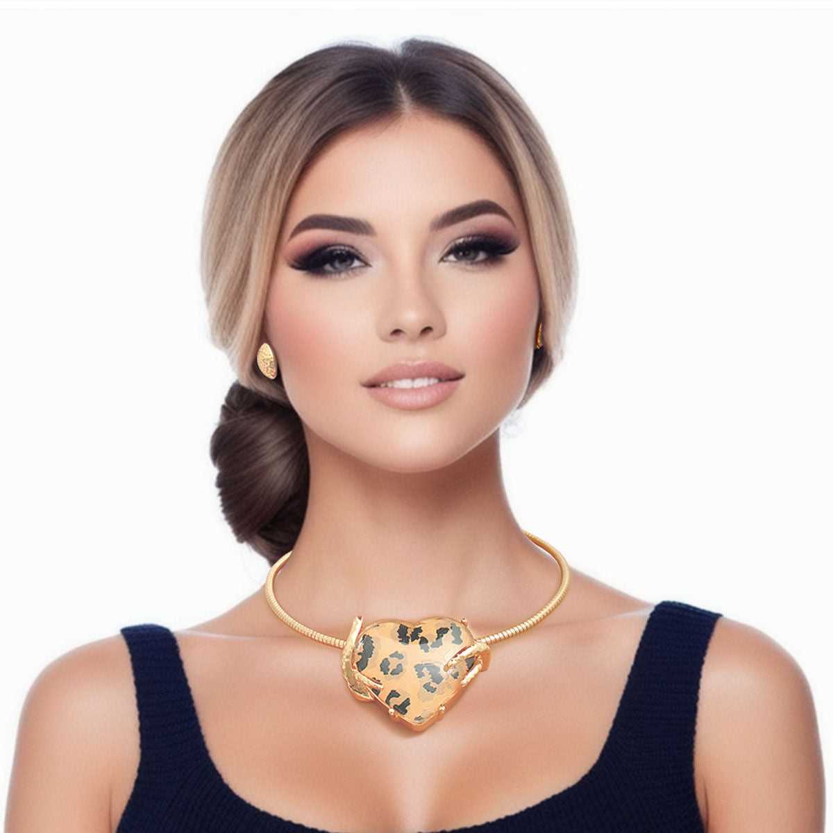 Leopard Heart Rigid Collar Set