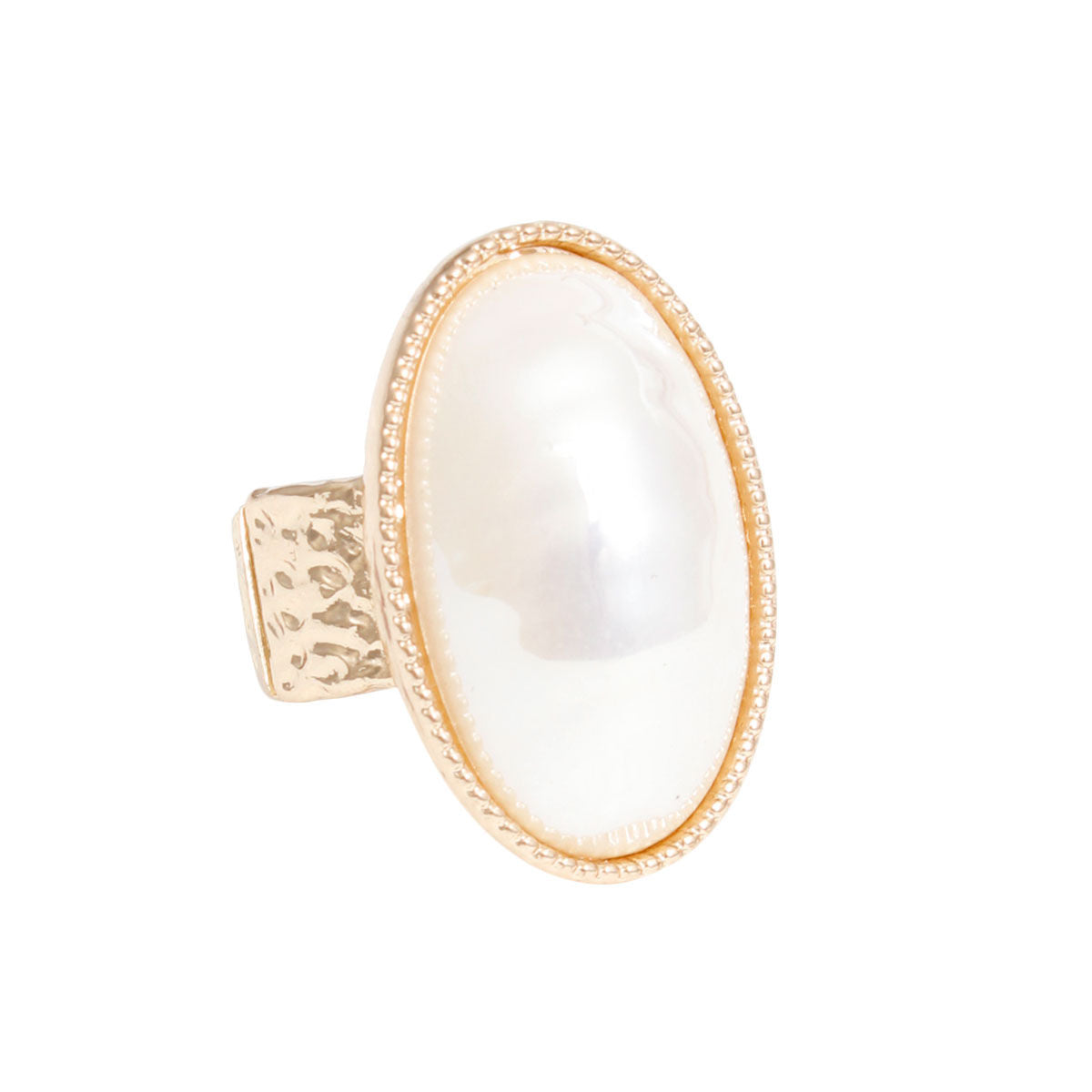 Ring Gold Pearl Oval Cocktail Ring for Women