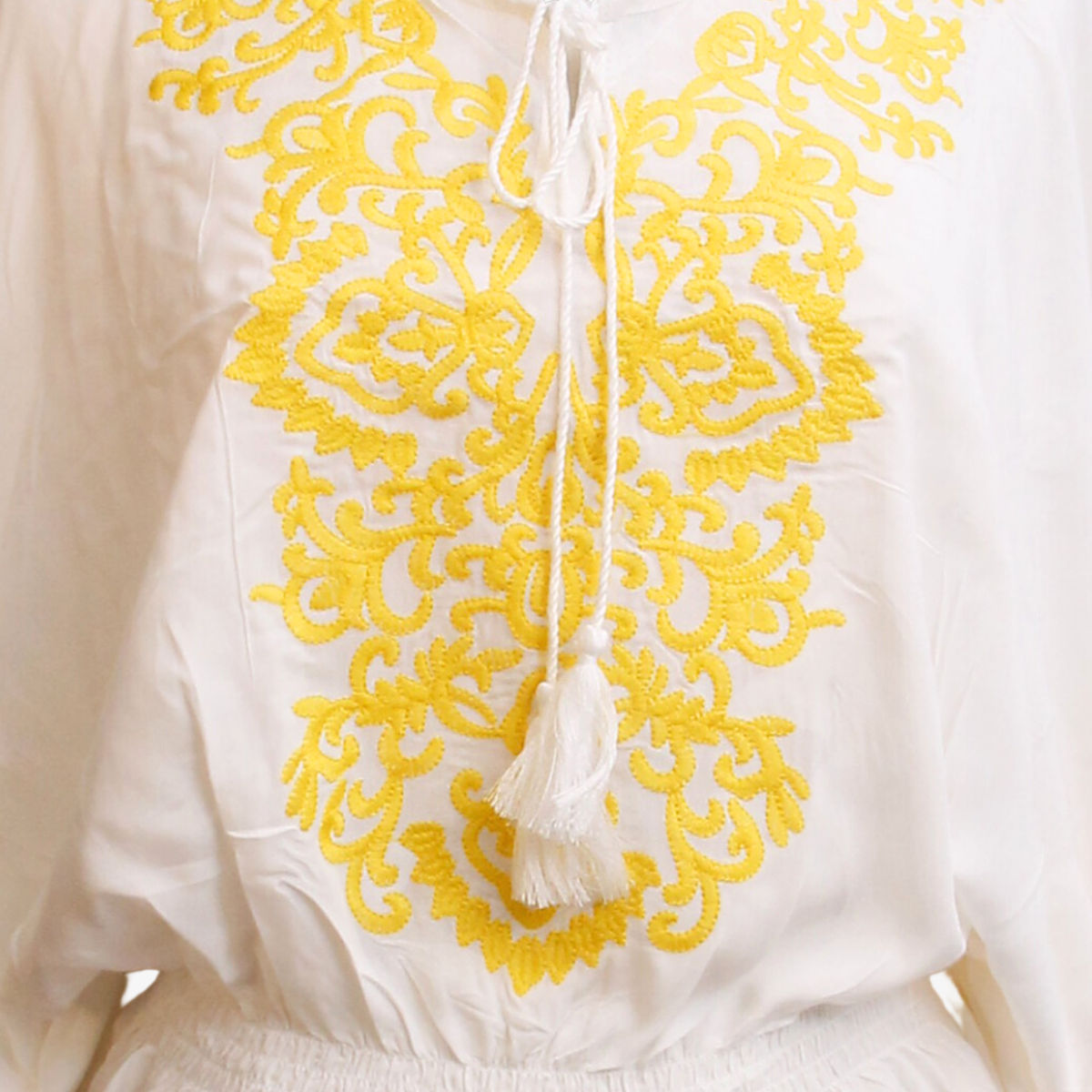 Yellow Embroidered Tribal Poncho