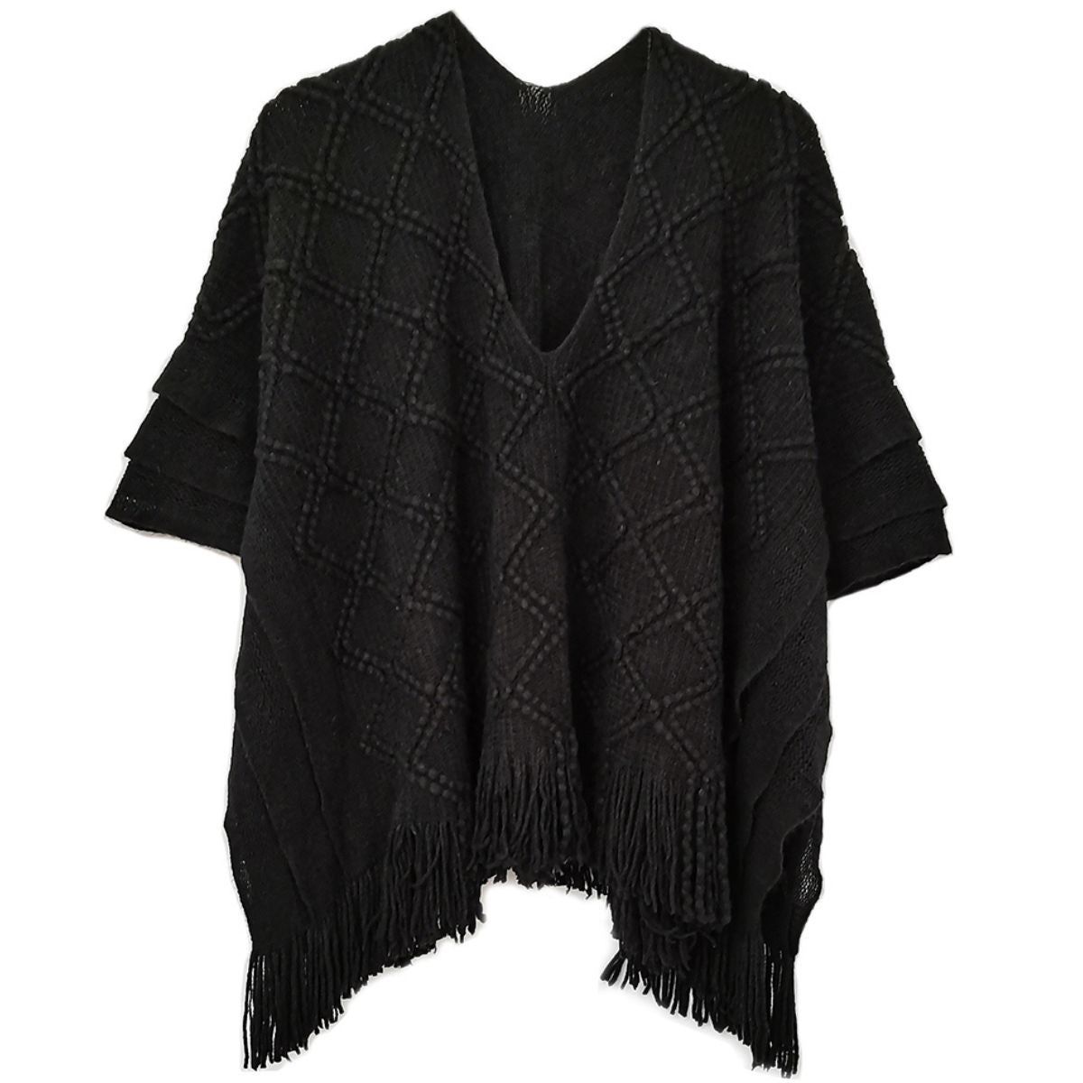 Black Crochet Poncho