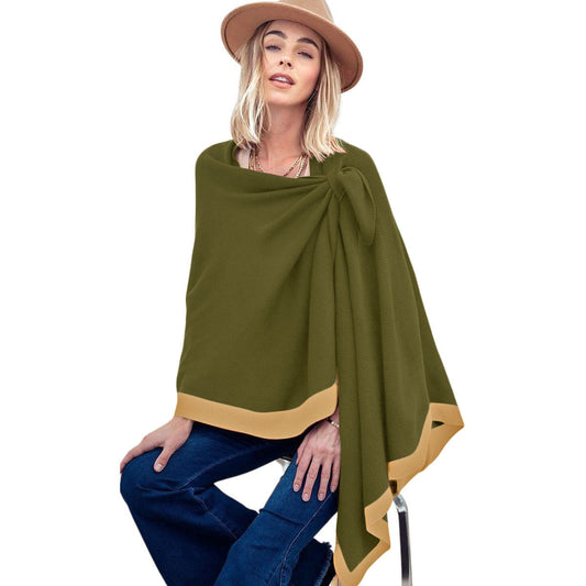 Ruana Shawl Poly Olive Shoulder Wrap for Women