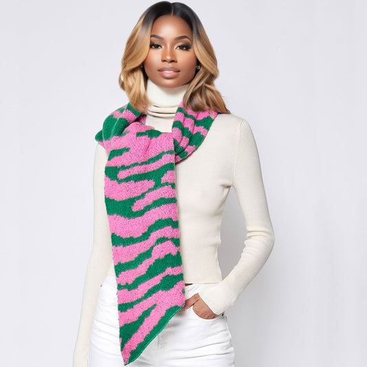 Pink Green Zebra Scarf