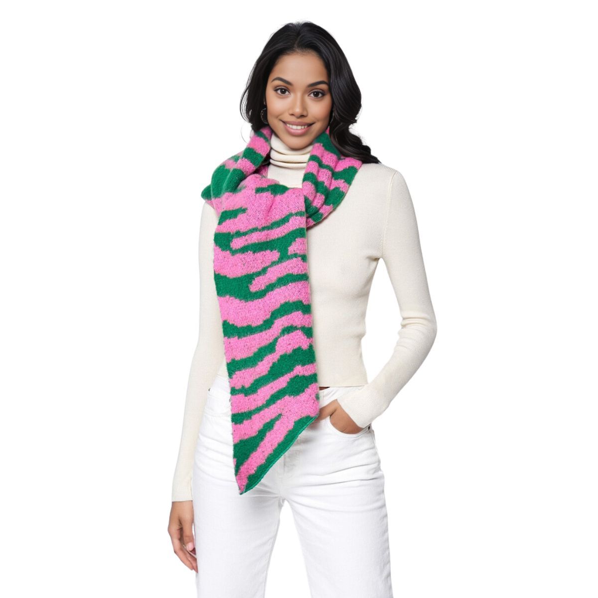 Pink Green Zebra Scarf