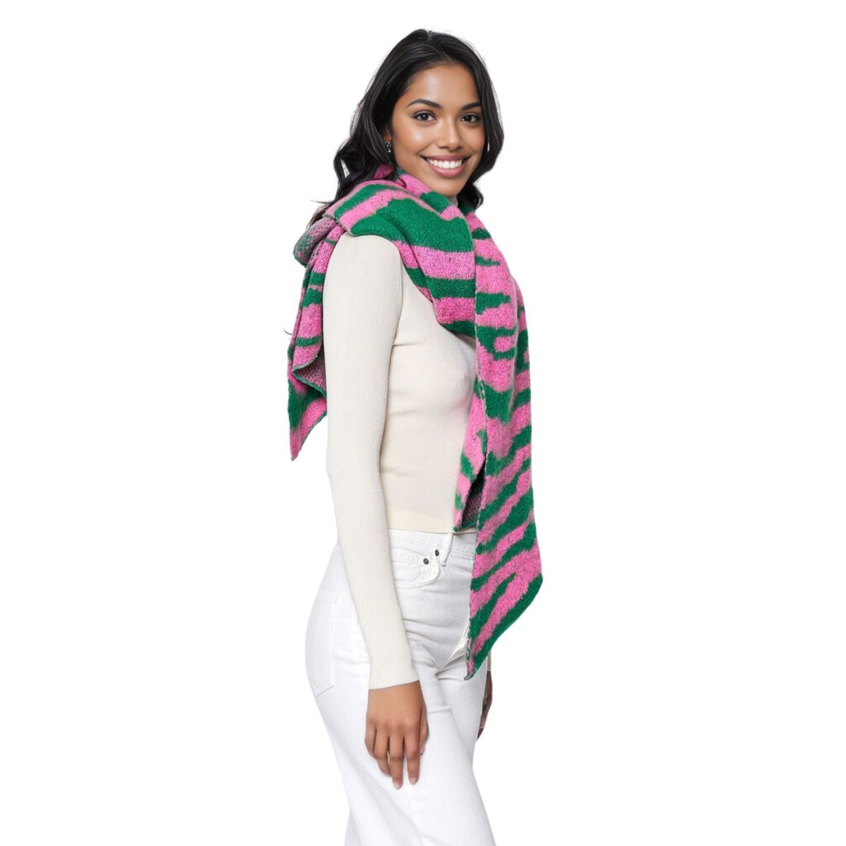 Pink Green Zebra Scarf