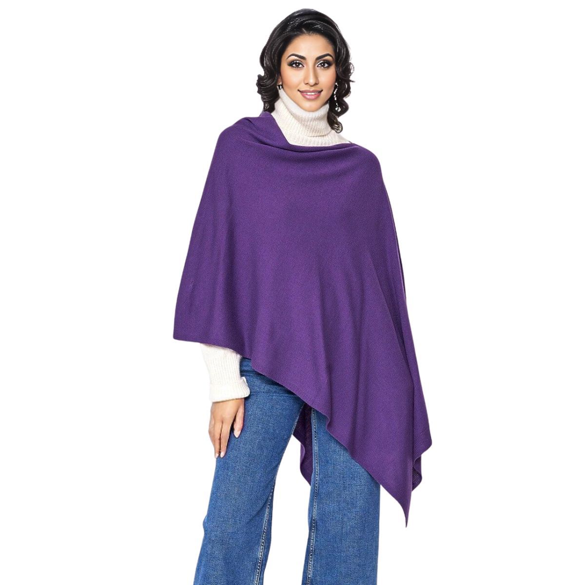 Scarf Poncho Purple 4 Style Wrap for Women