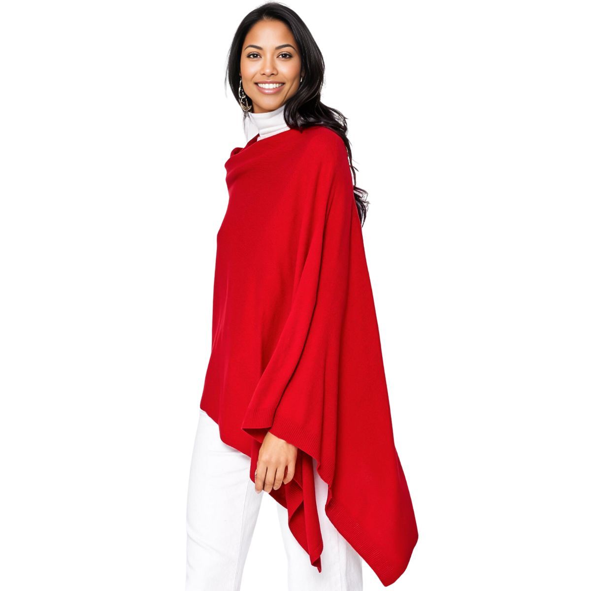 Scarf Poncho Red 4 Way Wear Wrap for Women